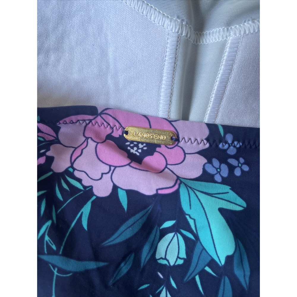 Lands' End Women's Size 10 Navy Blue Floral Bandeau Tankini Top - Picture 4 of 6